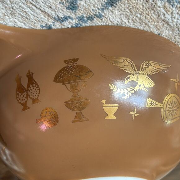 Vintage Pyrex Brown Ovenware Early American Eagle Cinderella 4 QT Mixing Bowl - Picture 5 of 8